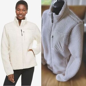 George Natural Sherpa Full-Zip Jacket in Natural size L